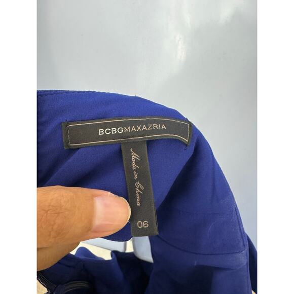 BCBGMAXAZRIA Blue Teal Cutout Asymmetric Maxi Dress Size 6 - Picture 7 of 8